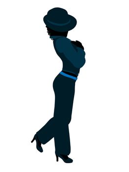 African american female jazz dancer illustration silhouette on a white background