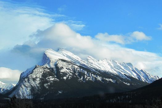 Canadian Mountain under clouds