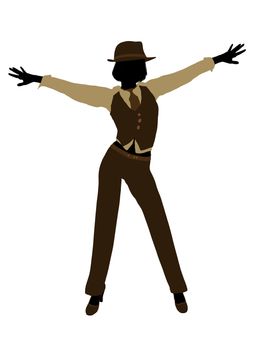 Female jazz dancer illustration silhouette on a white background