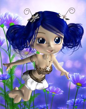 3d render of a cute toon fairy