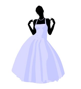 Woman in a wedding dress silhouette illustration on a white background