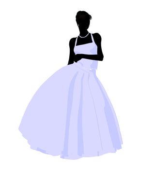 Woman in a wedding dress silhouette illustration on a white background