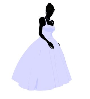 Woman in a wedding dress silhouette illustration on a white background