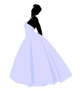 Woman in a wedding dress silhouette illustration on a white background