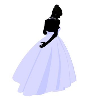 Woman in a wedding dress silhouette illustration on a white background