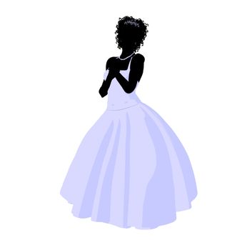 African ameircan woman in a wedding dress silhouette illustration on a white background