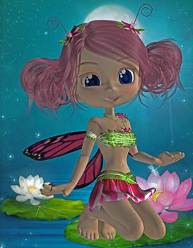 3d render of a cute toon fairy