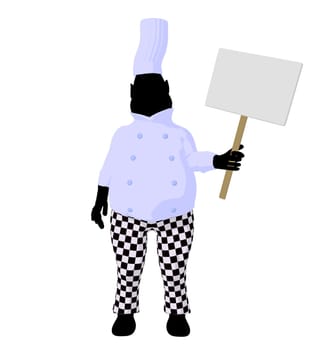 Chef  holding a blank object silhouette on a white background