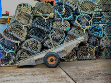 Trolley for transporting pots around a dock