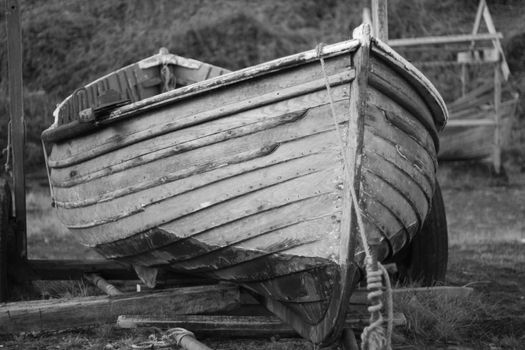 Black and White wooden fishing boat