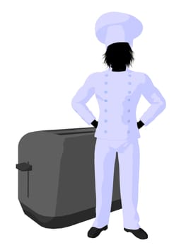 Male chef with a toaster silhouette on a white background