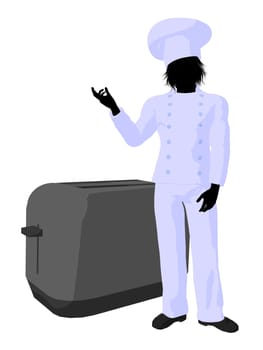 Male chef with a toaster silhouette on a white background