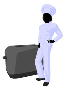 Male chef with a toaster silhouette on a white background