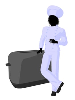 Male chef with a toaster silhouette on a white background