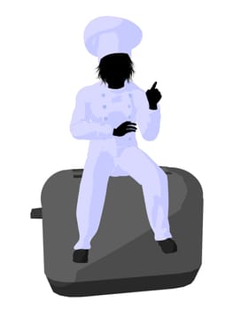 Male chef with a toaster silhouette on a white background