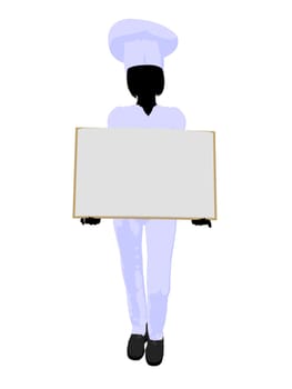 Chef  holding a blank object silhouette on a white background