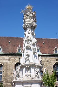 shot of Holy trinity column in Budapest, Hungary