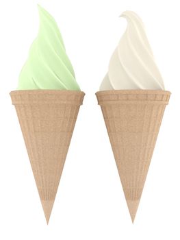 The image of ice cream on a white background