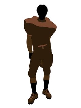 African american male football player with his helmet art illustration silhouette on a white background