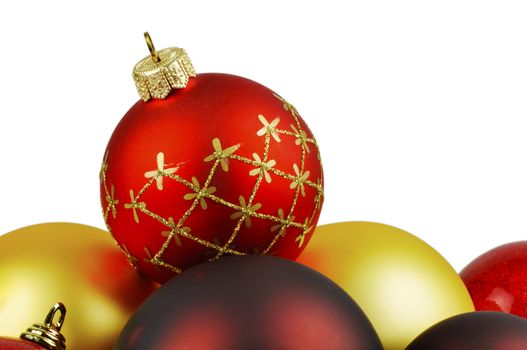 Colorful Christmas balls on a white background