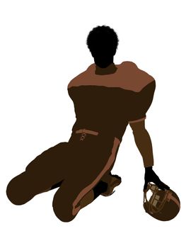 African american male football player with his helmet art illustration silhouette on a white background