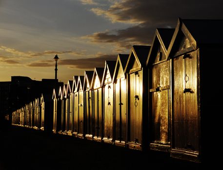 Beach huts on Brighton and Hove seafront, England