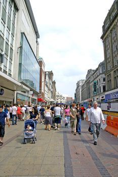 Shoppers in Pedestrianised Street Liverpool UK England
