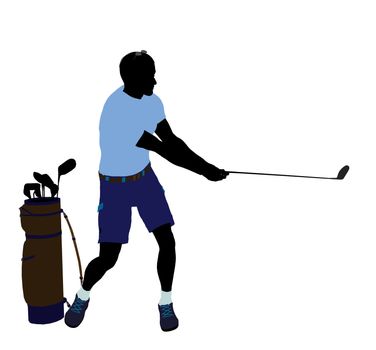 Male golf player art illustration silhouette on a white background