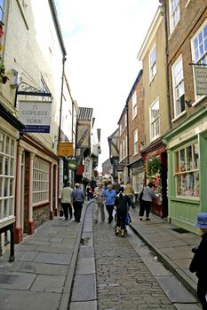 Shoppers and Tourists on the Shambles in York England