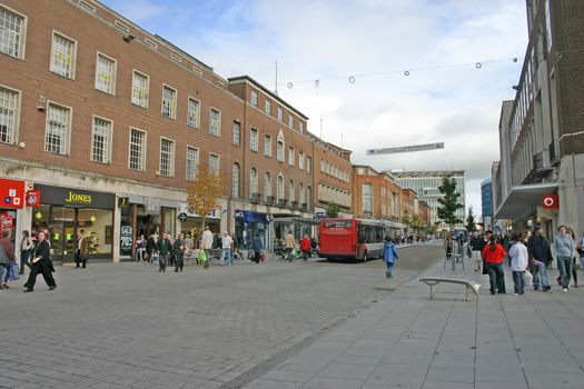 Shoppers in Exeter City Centre in Devon England