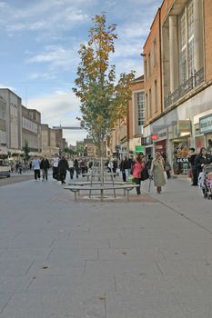 Shoppers in Exeter City Centre in Devon England