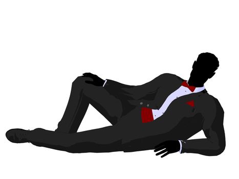 Man dressed in a tuxedo silhouette illustration on a white background