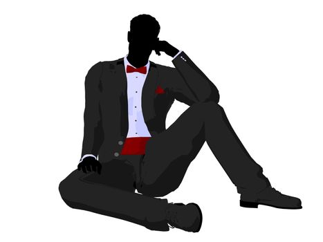 Man dressed in a tuxedo silhouette illustration on a white background