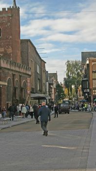 Shoppers in Exeter City Centre in Devon England