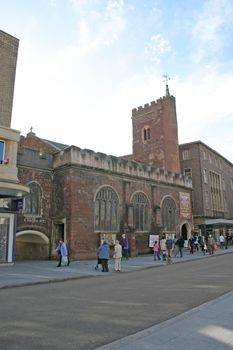 Shoppers in Exeter City Centre in Devon England