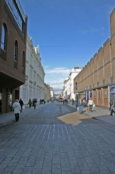 Shoppers in Exeter City Centre in Devon England