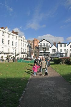 Shoppers in Exeter City Centre in Devon England