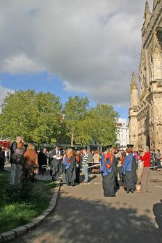 Graduation Ceremony Outside Exeter Cathedral in Devon England