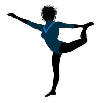 Female african American gymnast art illustration silhouette on a white background