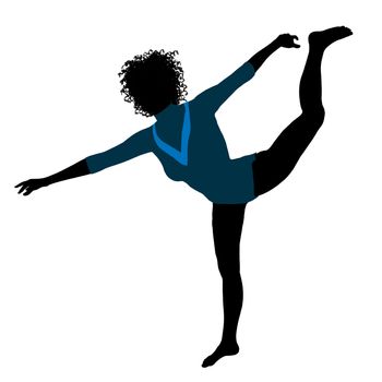Female african American gymnast art illustration silhouette on a white background