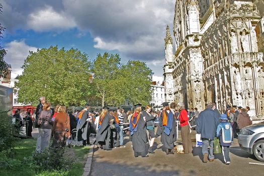 Graduation Ceremony Outside Exeter Cathedral in Devon England