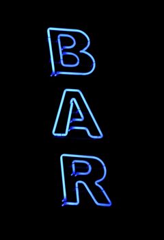 Bar neon sign at night