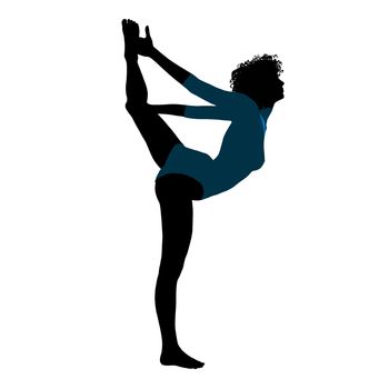 Female african American gymnast art illustration silhouette on a white background