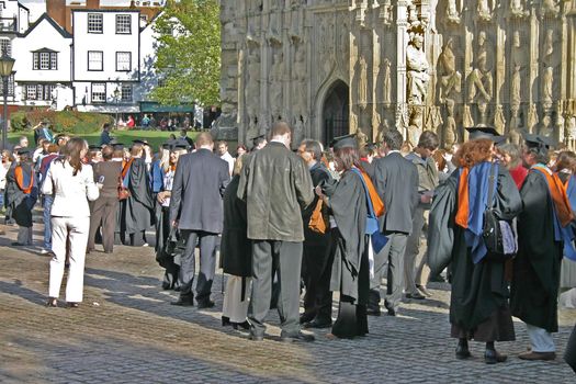 Graduation Ceremony Outside Exeter Cathedral in Devon England