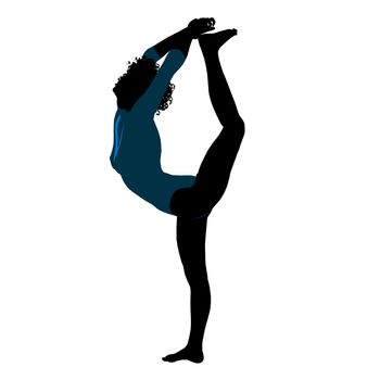 Female african American gymnast art illustration silhouette on a white background