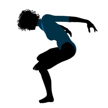 Female african American gymnast art illustration silhouette on a white background