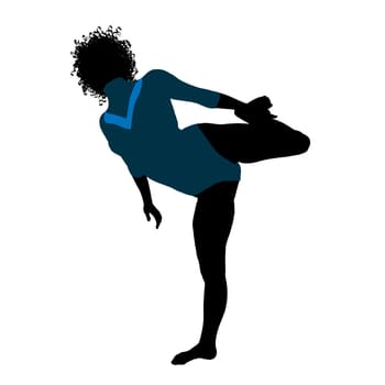 Female african American gymnast art illustration silhouette on a white background