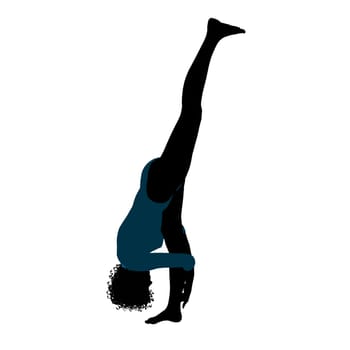 Female african American gymnast art illustration silhouette on a white background