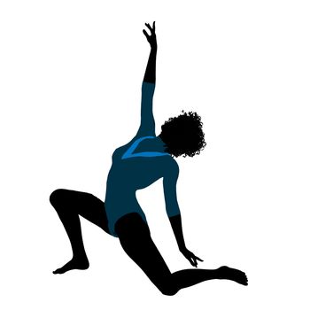 Female african American gymnast art illustration silhouette on a white background