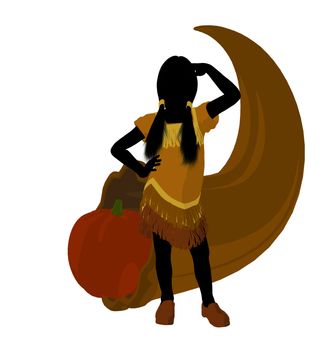 American indian with a cornocopia silhouette on a white background